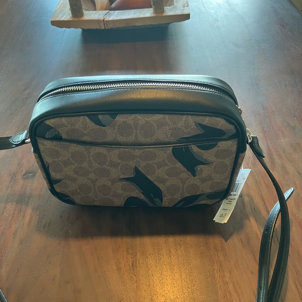 Coach Jamie Tan and Black Floral Crossbody Bag - Picture 2 of 4